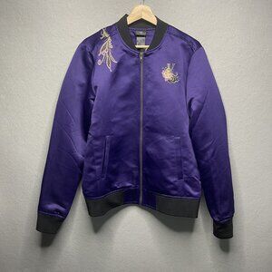 Marvel Eternals Dur Universe Purple Satin Bomber Jacket W/ Dragon Embroidery S/M